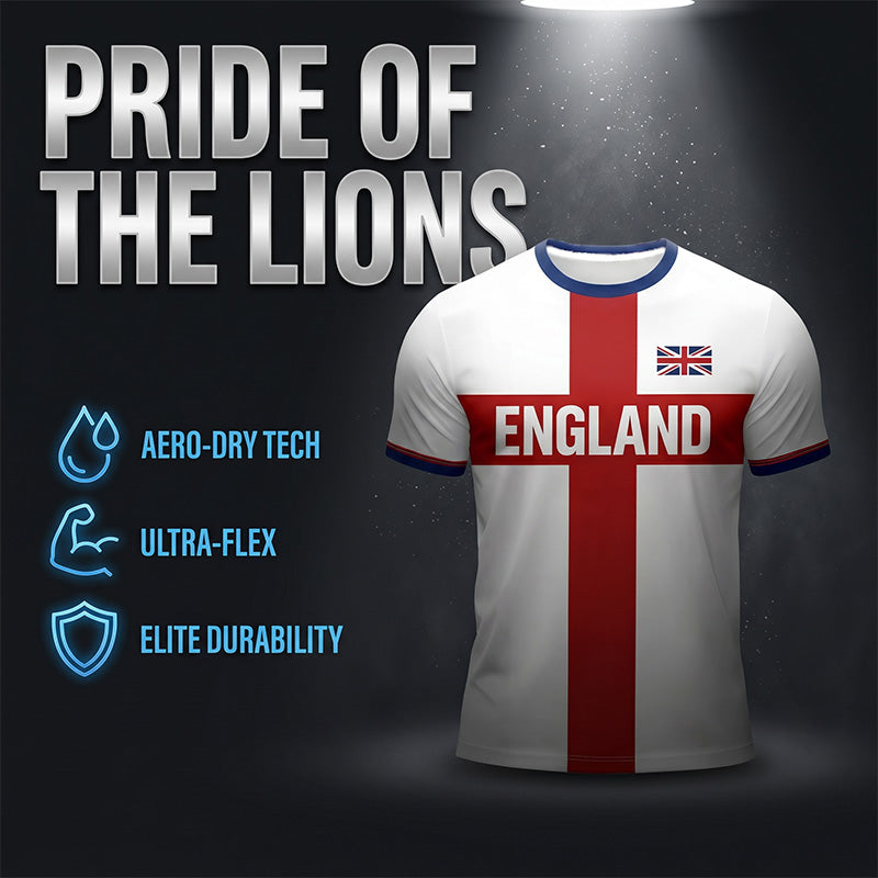 ⚽ England Fussball T-Shirt ✨ Oversize Relaxed Fit Kurzarmshirt mit großem Print | Lässiges Sport Freizeitshirt für Fans