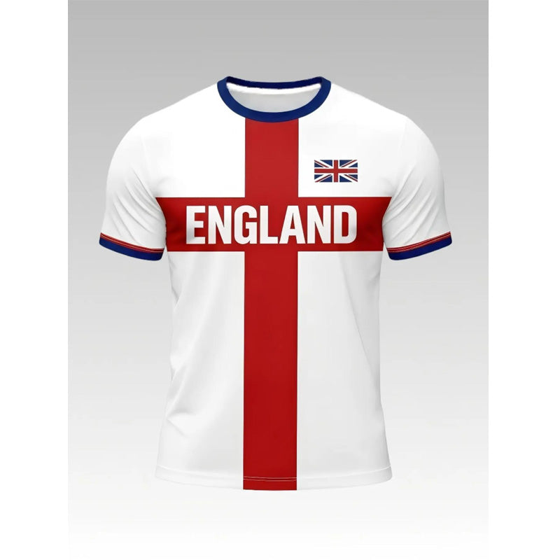 ⚽ England Fussball T-Shirt ✨ Oversize Relaxed Fit Kurzarmshirt mit großem Print | Lässiges Sport Freizeitshirt für Fans
