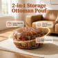 🛋️ 2‑i‑1 oppbevaringspuff – skjuler klær og tepper, premium kunstskinn, bohemsk mønster. Stilfull og praktisk! ✨🏠