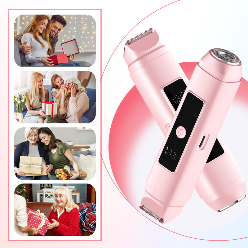💖 Elektrischer Bikini- & Körpertrimmer ✨ Doppelkopf Rasierer für Haarentfernung | 2-in-1 Trimmkopf + Scherkopf für Körperpflege Zuhause