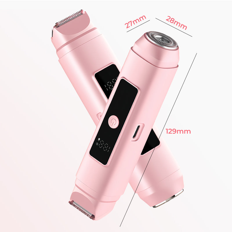 💖 Elektrischer Bikini- & Körpertrimmer ✨ Doppelkopf Rasierer für Haarentfernung | 2-in-1 Trimmkopf + Scherkopf für Körperpflege Zuhause