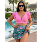 👙 Plus-Size Zweiteiler Swimdress ✨ Figurformender Bikini-Rock mit tropischem Print & Rüschenärmeln