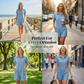 💙 Damen Kurzarm Knopf Jumpsuit ✨ Leichter Hemd-Stil Overall mit Taschen für Sommer Alltag & Urlaub