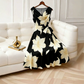 👗 Figurbetonendes A-Linien Blumenkleid ✨ Sommerliches ärmelloses Midi-Kleid mit Taillenband für den perfekten Auftritt