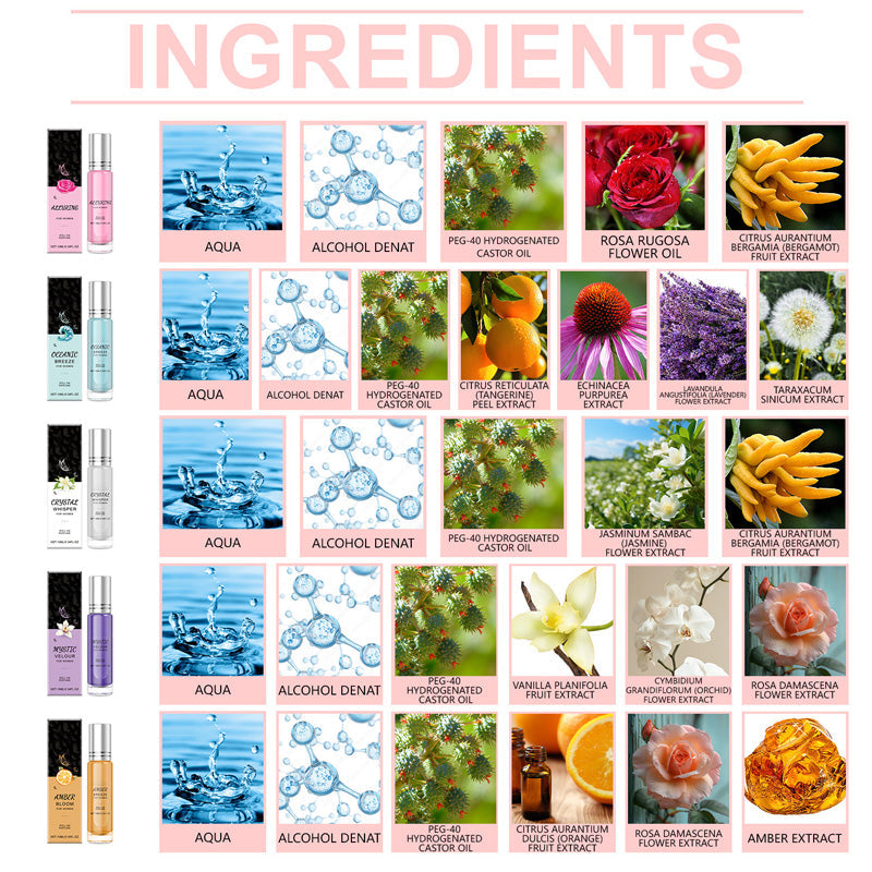 🌸 Roll-On Parfüm für Damen ✨ Natürlicher langanhaltender Duft Roller in vier verschiedenen Düften, frisches Körperparfüm für Alltag & Unterwegs