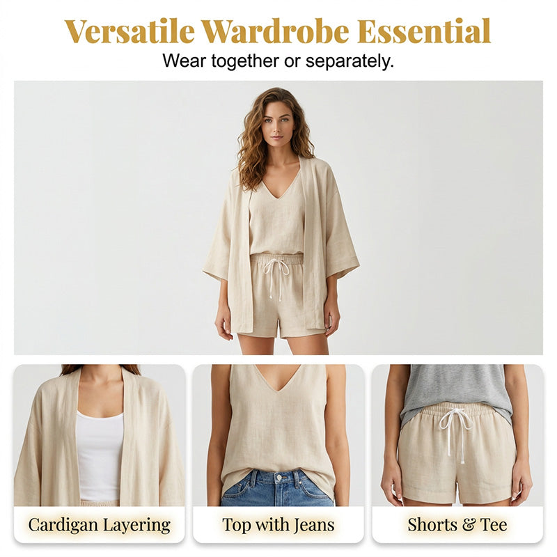 Lässiges 3-teiliges Lounge-Set für Damen mit Cardigan