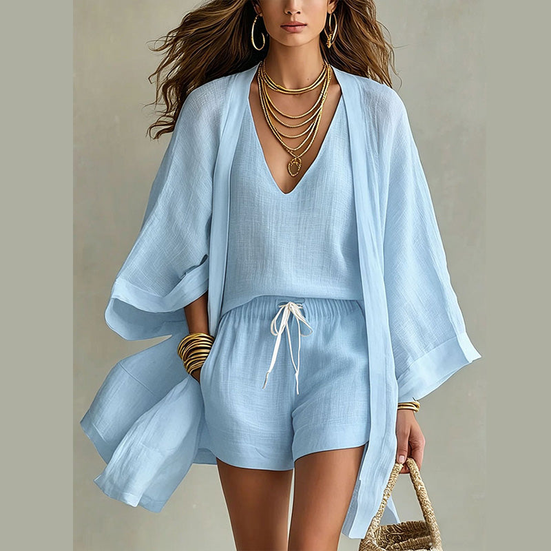 Lässiges 3-teiliges Lounge-Set für Damen mit Cardigan