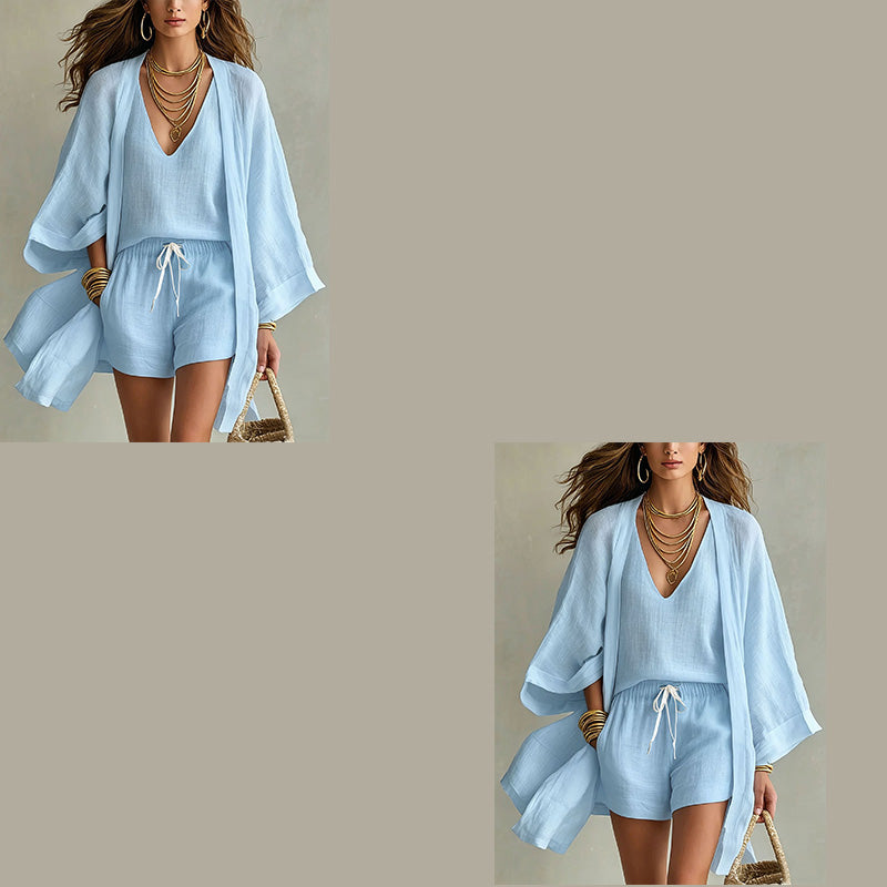 Lässiges 3-teiliges Lounge-Set für Damen mit Cardigan