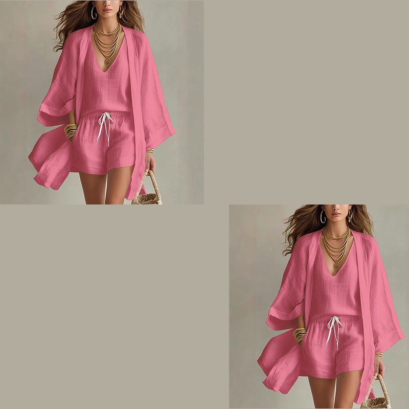 Lässiges 3-teiliges Lounge-Set für Damen mit Cardigan