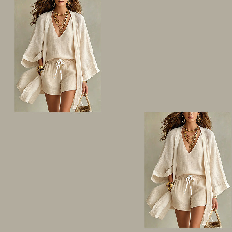 Lässiges 3-teiliges Lounge-Set für Damen mit Cardigan