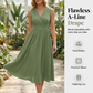 💚 Elegantes ärmelloses V-Ausschnitt A-Linien Kleid ✨ Sommerliches Midi-Kleid mit Taillenbund für einen femininen Look