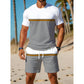 🏃‍♂️ Atmungsaktives Herren Sport & Freizeit Set ✨ Color-Block T-Shirt & Shorts für Fitness, Laufen & Alltag
