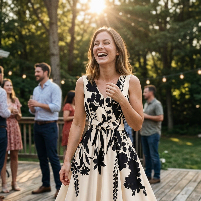 👗 Figurformendes Maxikleid mit Twist-Taille ✨ Ärmelloses Sommerkleid mit V-Ausschnitt & Blumenprint