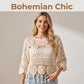 Bohemian Häkel-Top mit Lochmuster und Fransensaum