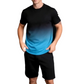 👕🩳 Neu! Herren Gradient Activewear Set | Atmungsaktives Stretch-Shirt + Shorts, Sport & Freizeit Komplettset