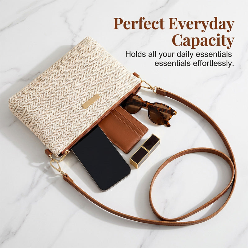 ⏰ Nur noch heute 50% Rabatt! 👜 2026 Moderne geflochtene Strohtasche – Multifunktional als Umhängetasche, Clutch & Einkaufstasche für Strand, Sommer & Urlaub ☀️