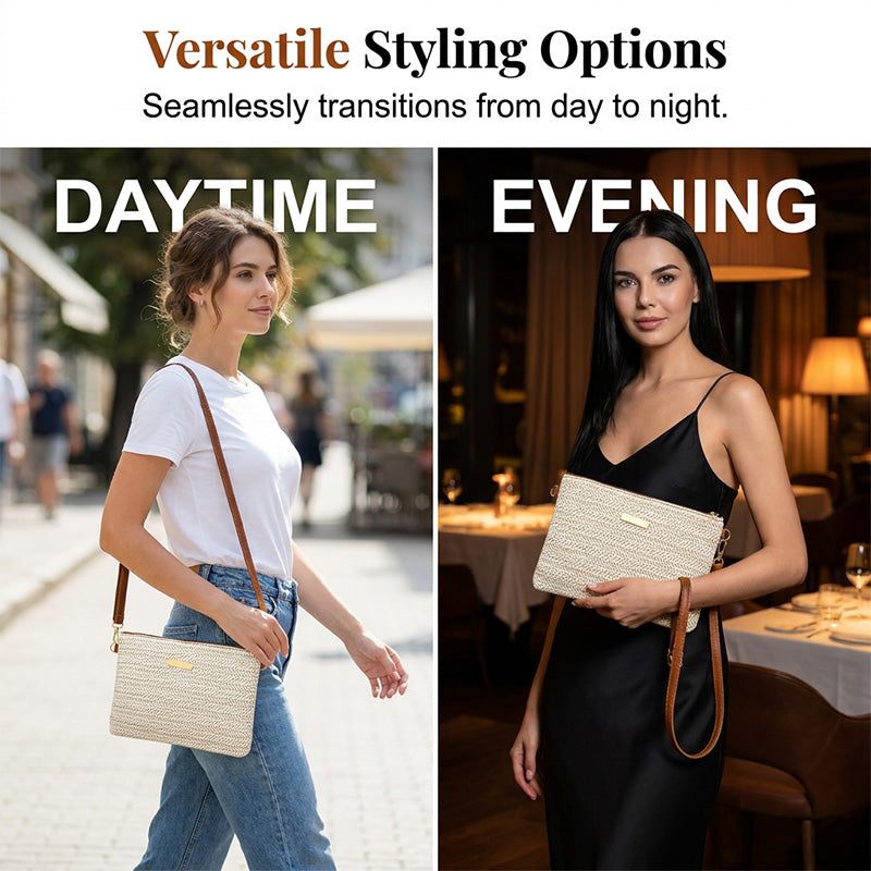 ⏰ Nur noch heute 50% Rabatt! 👜 2026 Moderne geflochtene Strohtasche – Multifunktional als Umhängetasche, Clutch & Einkaufstasche für Strand, Sommer & Urlaub ☀️