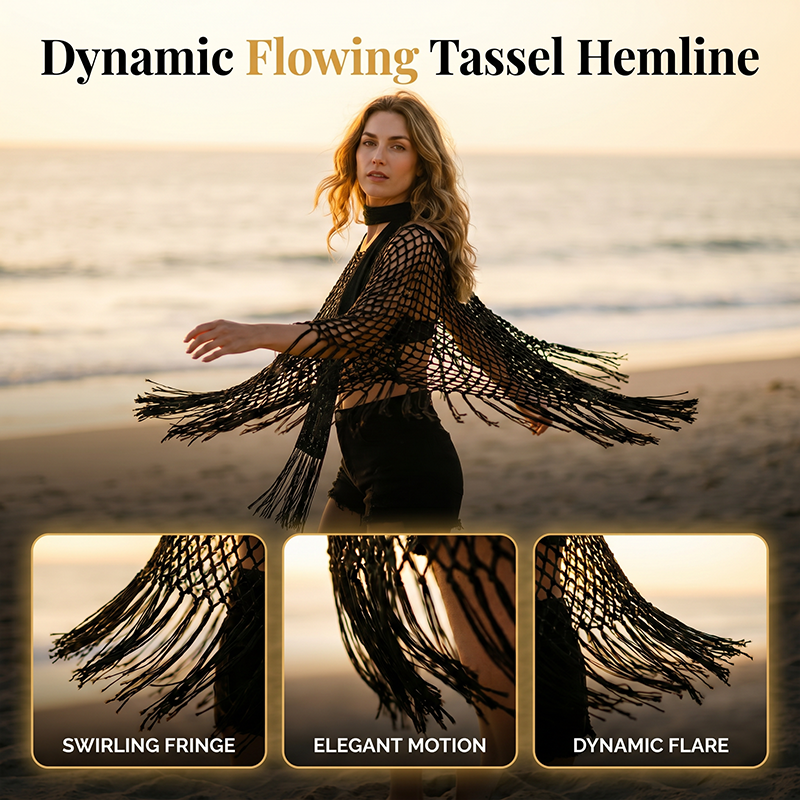 🏆💐 50% Rabatt! Letzter Tag! Sommer-Strick-Poncho mit Fransen – Leicht, Luftdurchlässig & Vielseitig für Strand & Freizeit