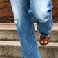 👖 Neu! Damen Slim Flare Jeans mit Vintage Destroyed-Effekt | Figurformende High-Waist Denim Hose in Hellblau