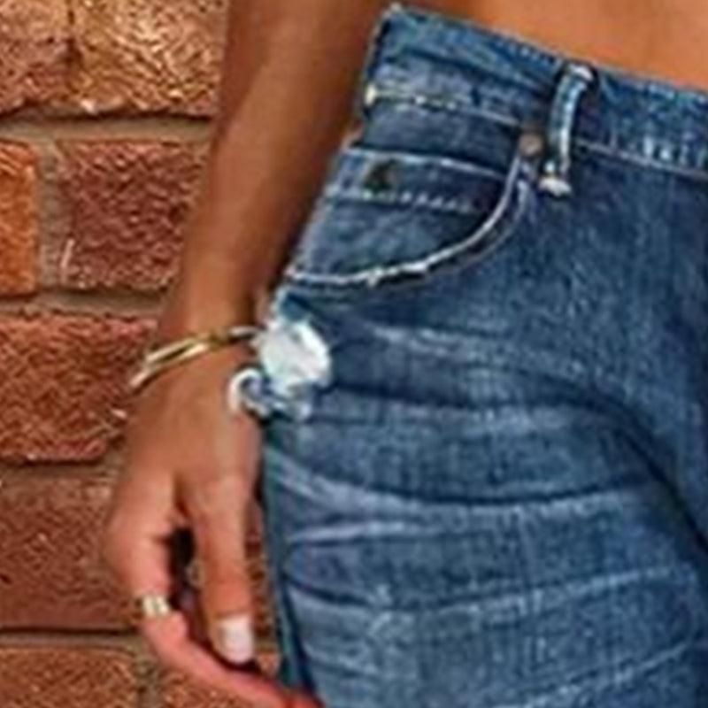 👖 Neu! Damen Slim Flare Jeans mit Vintage Destroyed-Effekt | Figurformende High-Waist Denim Hose in Hellblau