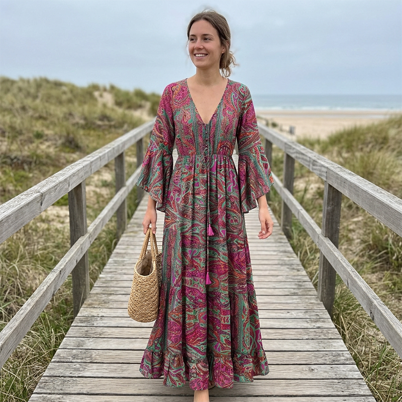 Women's Bohemian Floral Maxi Dress