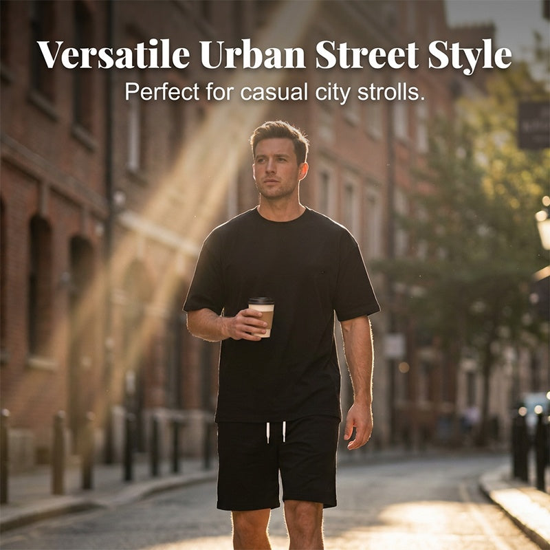 Herren 2-teiliges Freizeit-Set: T-Shirt und Shorts mit Kordelzug