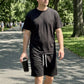 Herren 2-teiliges Freizeit-Set: T-Shirt und Shorts mit Kordelzug