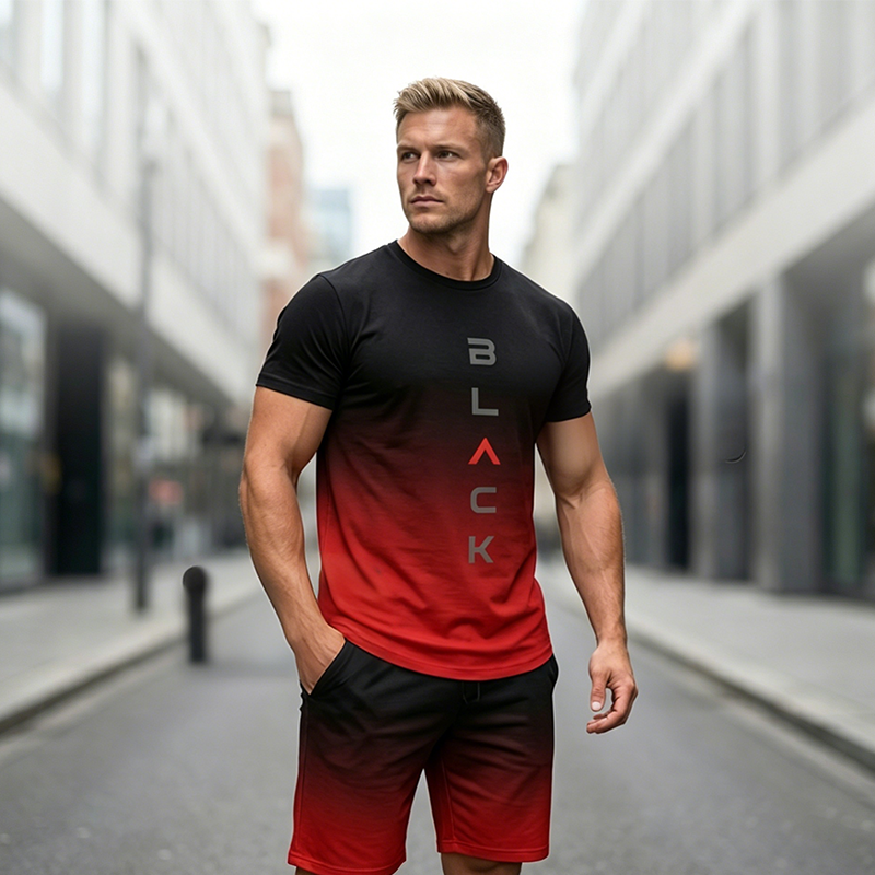 Herren-Set mit Farbverlauf: T-Shirt und Shorts