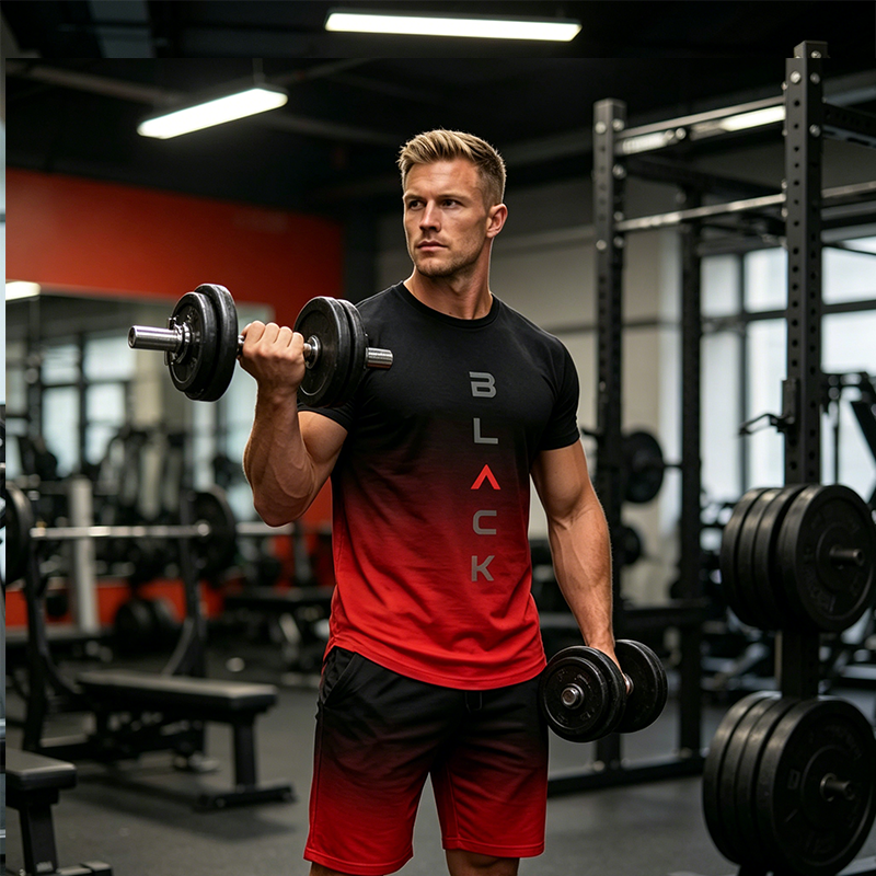 Herren-Set mit Farbverlauf: T-Shirt und Shorts