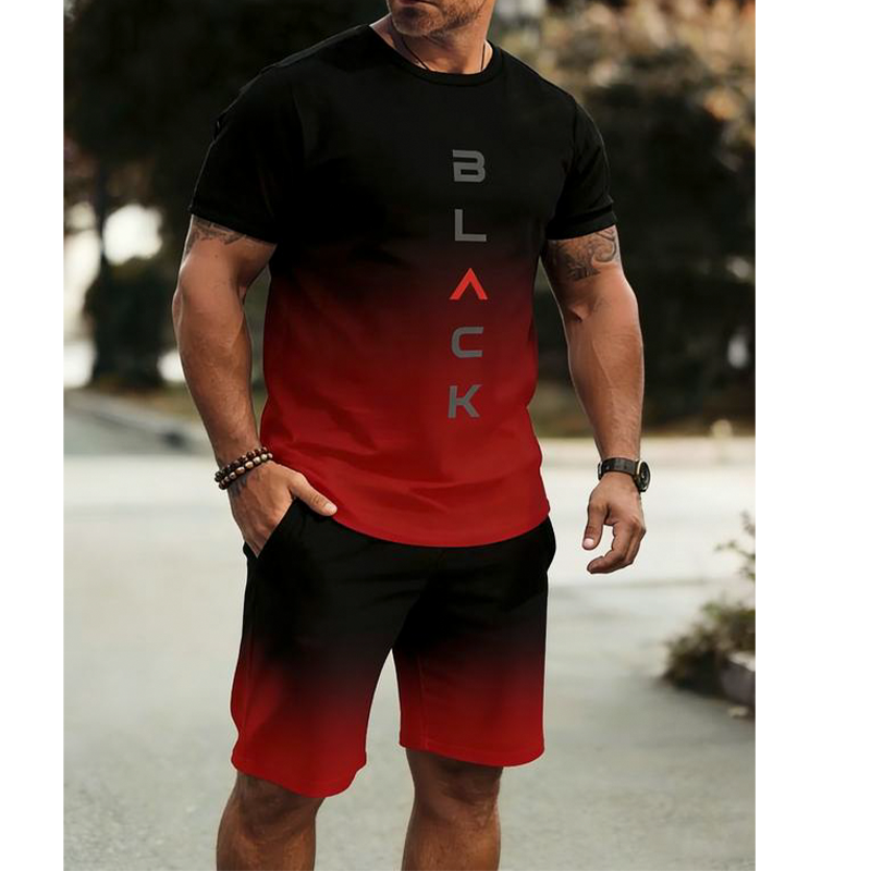 Herren-Set mit Farbverlauf: T-Shirt und Shorts