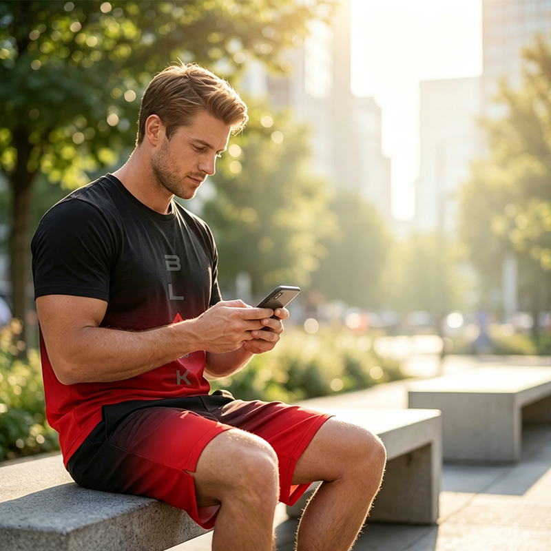 Herren-Set mit Farbverlauf: T-Shirt und Shorts