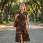 🐆 Nur noch heute 50% Rabatt! ✨ Damen Leo Maxikleid mit Kragen – figurbetonend, luftig & mit Taschen für Büro, Abend & besondere Anlässe