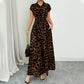 🐆 Nur noch heute 50% Rabatt! ✨ Damen Leo Maxikleid mit Kragen – figurbetonend, luftig & mit Taschen für Büro, Abend & besondere Anlässe