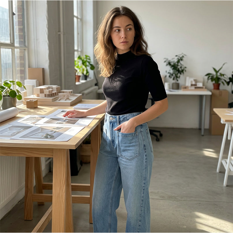 ⏰ Nur noch heute 50% Rabatt! 👖 Damen Wide-Leg Jeans mit aufgesetzten Taschen | Figur-schmeichelnd Premium Denim mit elastischem Stretch, bequemer Alltagsjeans für jeden Anlass ✨