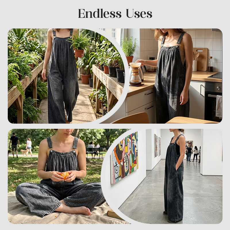 👖Versandkostenfrei⏰ Nur noch heute 50% Rabatt! ❣️ NEU eingetroffen! Locker geschnittene Damen Denim Latzhose mit Wide-Leg-Beinen | Super bequem & modisch für Sommer, Freizeitausflüge und Urlaub ✨