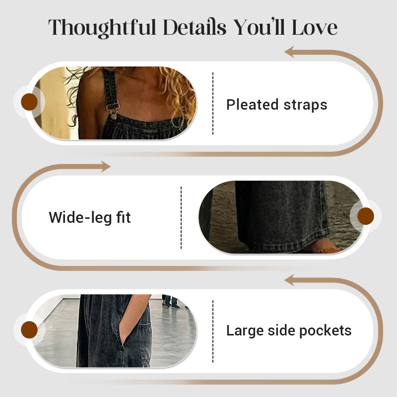 👖Versandkostenfrei⏰ Nur noch heute 50% Rabatt! ❣️ NEU eingetroffen! Locker geschnittene Damen Denim Latzhose mit Wide-Leg-Beinen | Super bequem & modisch für Sommer, Freizeitausflüge und Urlaub ✨