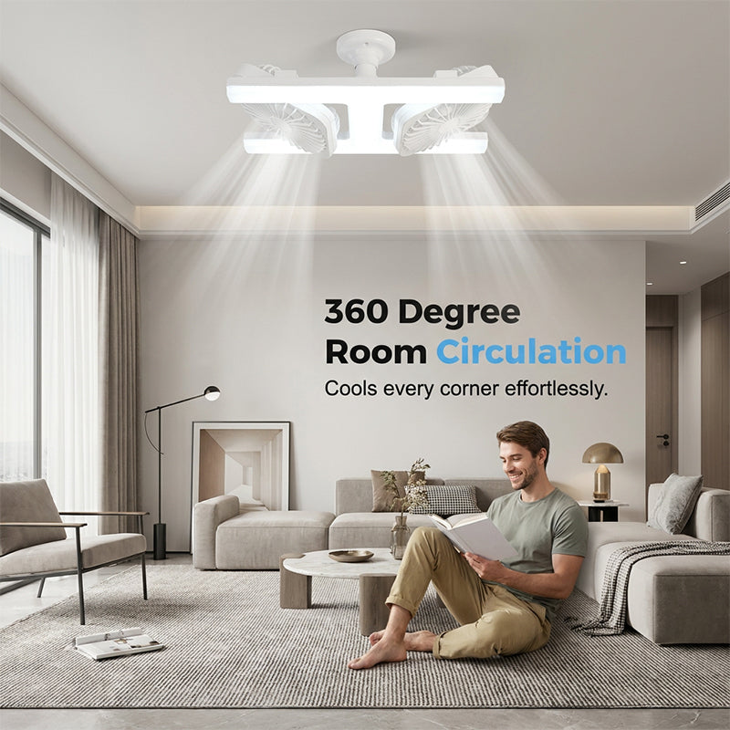 🌬️ 50 % RABATT FÜR BEGRENZTE ZEIT! 💡 Doppelkopf Deckenventilator mit LED Beleuchtung – Einstellbare Lüfterköpfe, leiser Motor & Fernbedienung für Wohn- und Schlafzimmer