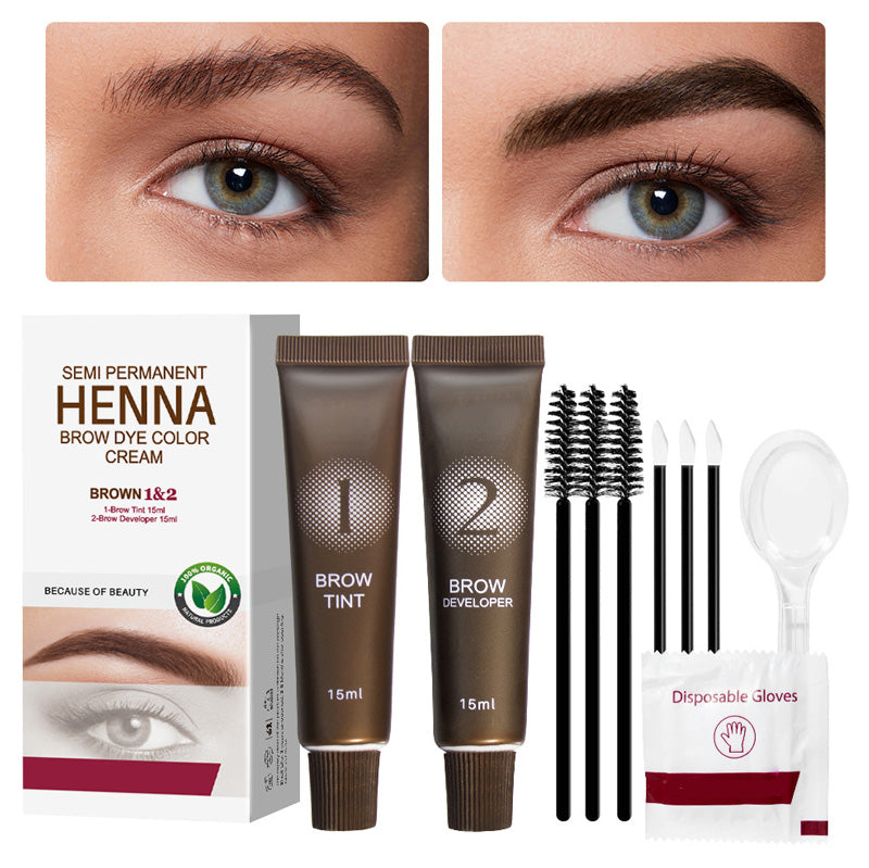 ⏰ Nur noch heute 50% Rabatt! 🖌️ 2-in-1 Henna Färbeset für Augenbrauen & Wimpern | Semi-permanente natürliche Farbcreme mit komplettem Zubehör für einfache Anwendung zu Hause ✨