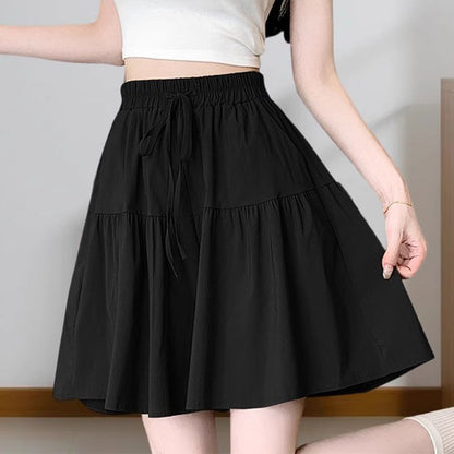 ⏰ Nur noch heute 50% Rabatt! 🖤 Damen Culotte Shorts mit elastischem Taillenbund & Zugband, luftiger leichter Stoff, gestufter Volantschnitt für Alltag, Café und warme Sommertage ✨