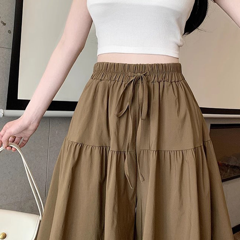 ⏰ Nur noch heute 50% Rabatt! 🖤 Damen Culotte Shorts mit elastischem Taillenbund & Zugband, luftiger leichter Stoff, gestufter Volantschnitt für Alltag, Café und warme Sommertage ✨