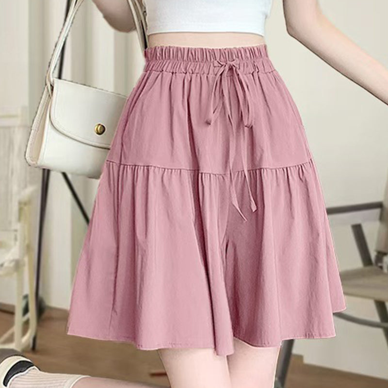 ⏰ Nur noch heute 50% Rabatt! 🖤 Damen Culotte Shorts mit elastischem Taillenbund & Zugband, luftiger leichter Stoff, gestufter Volantschnitt für Alltag, Café und warme Sommertage ✨