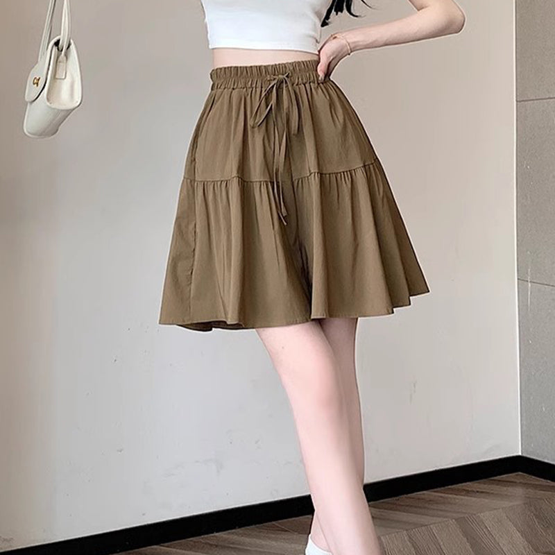 ⏰ Nur noch heute 50% Rabatt! 🖤 Damen Culotte Shorts mit elastischem Taillenbund & Zugband, luftiger leichter Stoff, gestufter Volantschnitt für Alltag, Café und warme Sommertage ✨
