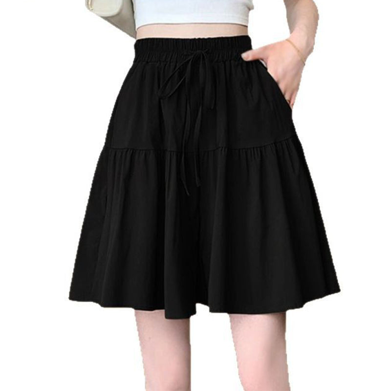⏰ Nur noch heute 50% Rabatt! 🖤 Damen Culotte Shorts mit elastischem Taillenbund & Zugband, luftiger leichter Stoff, gestufter Volantschnitt für Alltag, Café und warme Sommertage ✨