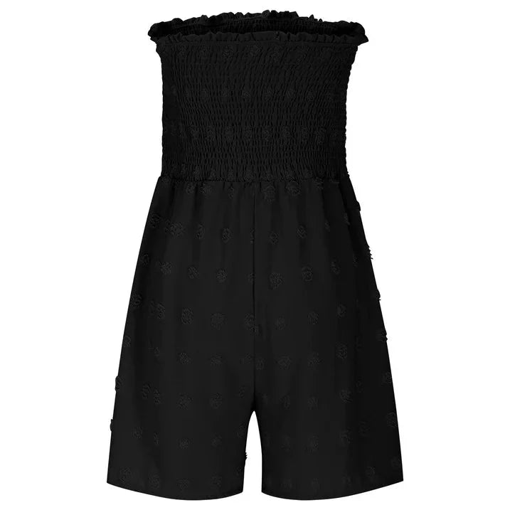 ⏰ Nur noch heute 50% Rabatt! 👗 Damen trägerloser Jumpsuit mit Rüschen-Bandeau, geraffter Oberteil & Taillenkordel, lockere Shorts-Beine – 7 Farben zur Auswahl für Sommer & Urlaub ✨