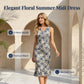 ⏰ Nur noch heute 50% Rabatt! 🤍 Eleganteres blumiges Sommer-Midi-Kleid | ärmelloser V-Ausschnitt mit dynamischem Fischschwanz-Rüschensaum, fließender Stoff für Brunch, Gartenpartys & festliche Anlässe ✨