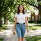 ⏰ Nur noch heute 50% Rabatt! 📦 Täglicher Versand! 👖 Damen High-Waist Denim Capri-Hose mit elastischem Taillenbund & Bauch-Kontrolle, figurformende kurze Jeans für Sommer & Alltag ✨
