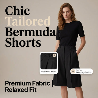 ⏰ Nur noch heute 50% Rabatt! 🩳 Modische taillierte Damen Bermuda-Shorts mit strukturierten Falten, locker fallender Wide-Leg Schnitt aus Premium-Stoff für Büro & Alltag ✨