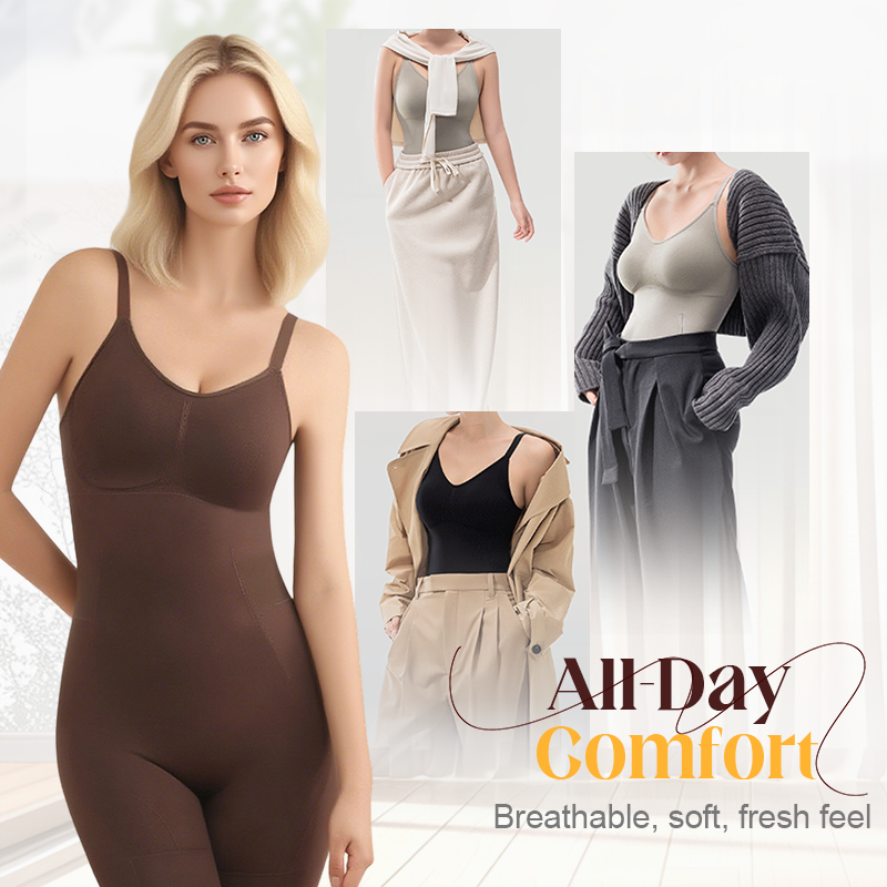 ⏰ Nur noch heute 50% Rabatt! 🩱 Nahtloser figurformender Damen Shapewear-Body mit Trägern, atmungsaktiver weicher Stoff, gezielte Kontrolle für Taille, Bauch, Hüften & Oberschenkel unter jedem Outfit ✨