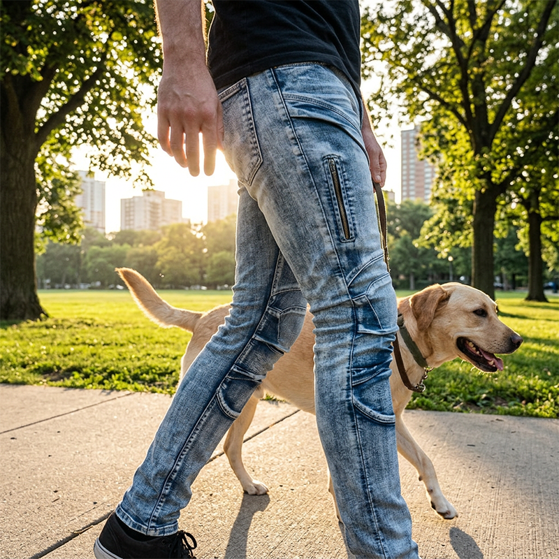 ✈️Versandkostenfrei⏰ Nur noch heute 50% Rabatt! 👖 Reißfeste Herren Motorradjeans mit strukturiertem Panel-Design, elastischer Slim Fit Schnitt, Reißverschlusstaschen, strapazierfähiges Denim für Motorradfahren, Freizeit & Streetstyle ✨