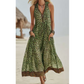 ⏰ Nur noch heute 50% Rabatt! 🐆 Trägerlanges Maxikleid für Damen mit grünem Leopardenprint, Kapuze & Frontreißverschluss, luftiger Chiffon-Stoff mit Taschen für Stadt, Urlaub & warme Sommertage ✨